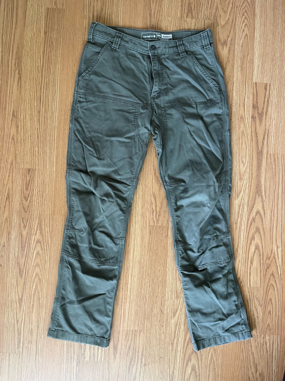elaxed Straight Rigby Double-Front Dungaree in moss size 32x32 work wear rugged